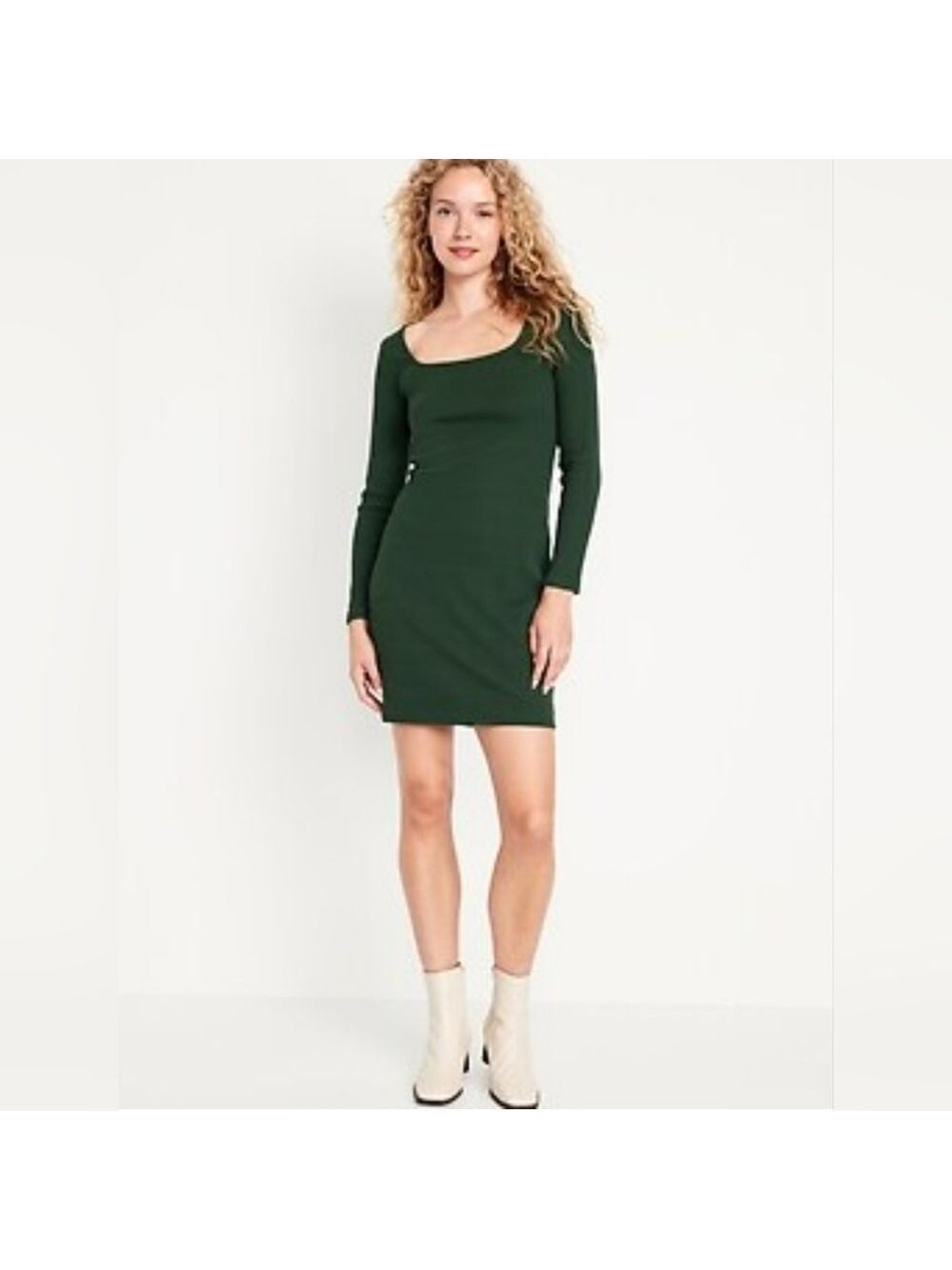Old Navy - Square Neck Rib-Knit Long-Sleeve Mini Sweater Dress